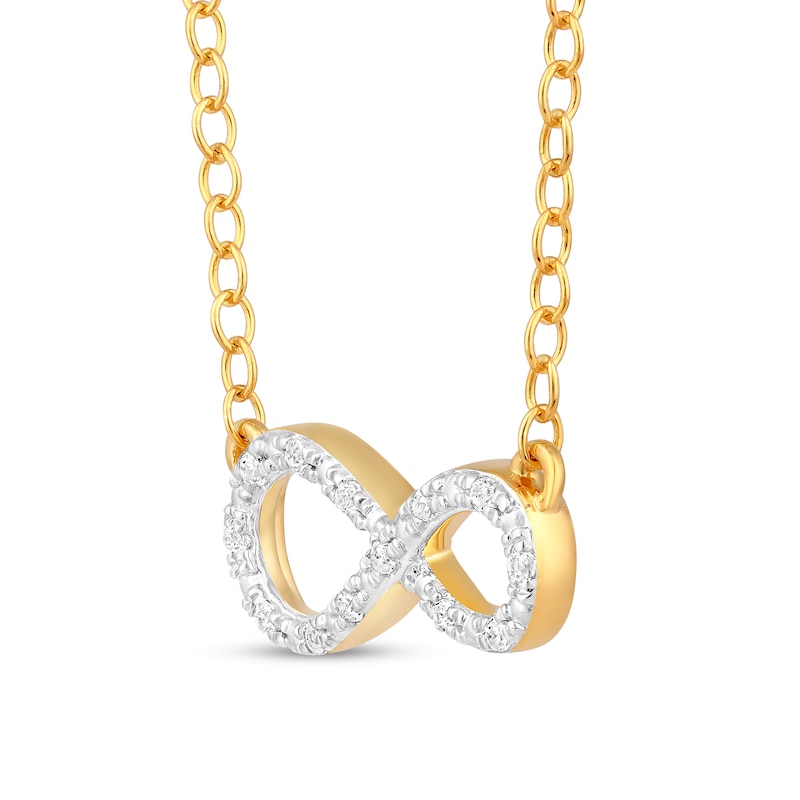 Main Image 4 of 1/20 CT. T.W. Diamond Infinity Loop Necklace in Sterling Silver with 14K Gold Plate