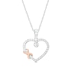 Thumbnail Image 1 of 1/4 CT. T.W. Diamond Offset Infinity Wrapped Loop Heart Outline Drop Pendant in Sterling Silver and 14K Rose Gold Plate