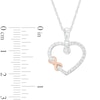 Thumbnail Image 3 of 1/4 CT. T.W. Diamond Offset Infinity Wrapped Loop Heart Outline Drop Pendant in Sterling Silver and 14K Rose Gold Plate