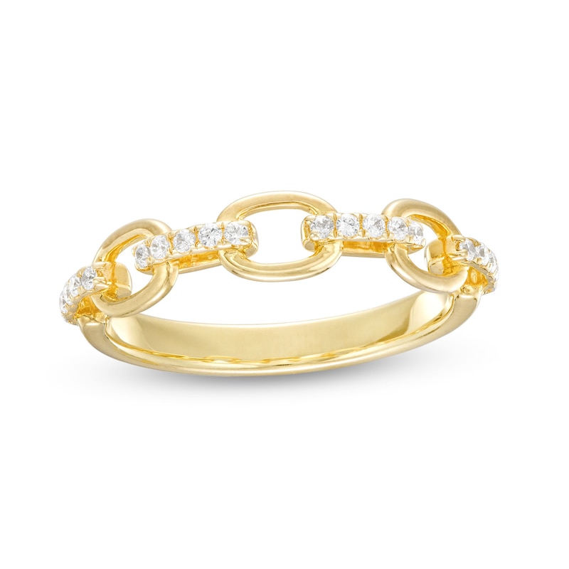 Main Image 1 of 1/5 CT. T.W. Diamond Oval Chain Link Ring in 10K Gold