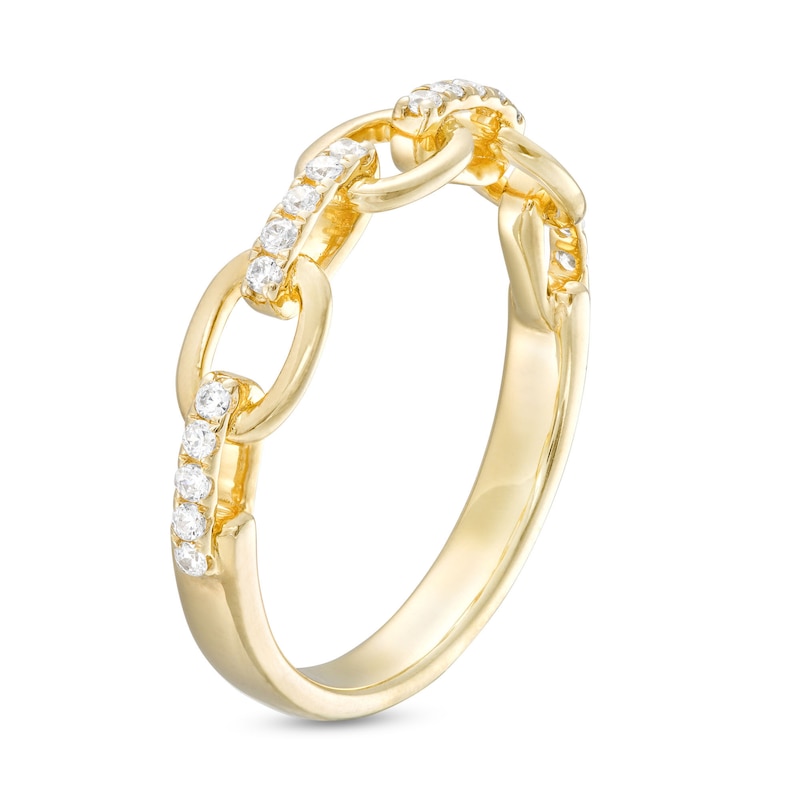 Main Image 3 of 1/5 CT. T.W. Diamond Oval Chain Link Ring in 10K Gold