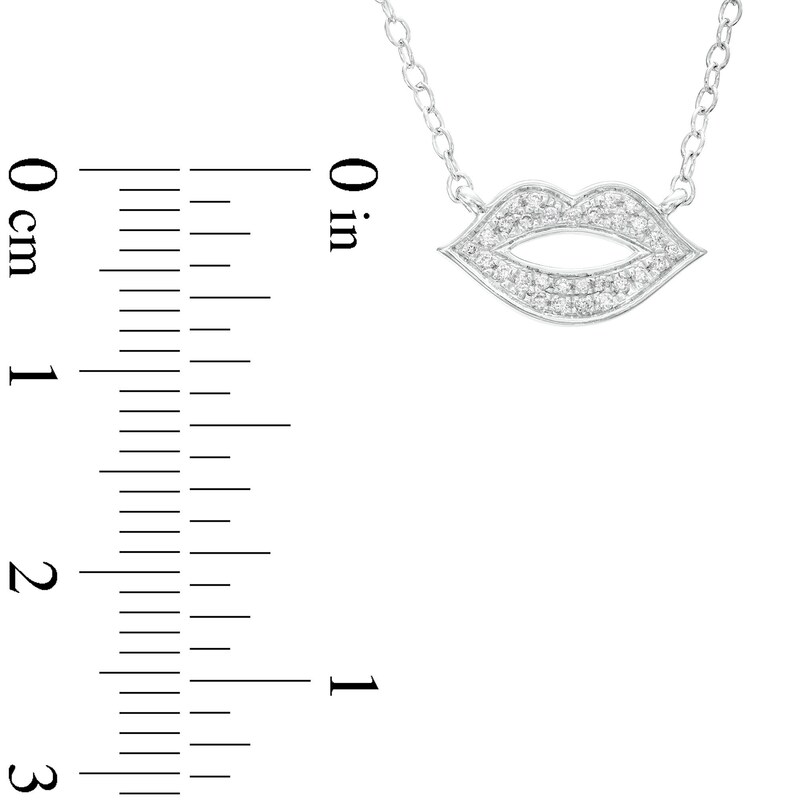 Main Image 3 of 1/10 CT. T.W. Diamond Kissing Lips Necklace in Sterling Silver