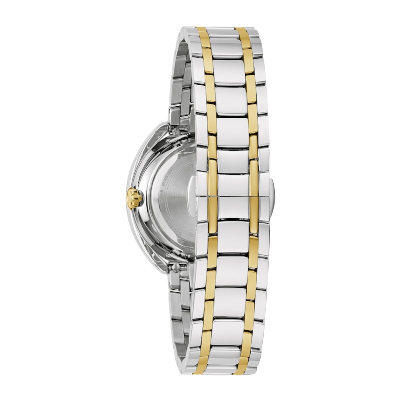 Main Image 2 of Ladies' Bulova Duality 1/10 CT. T.W. Diamond Two-Tone IP Watch with Mother-of-Pearl Dial (Model: 98X134)