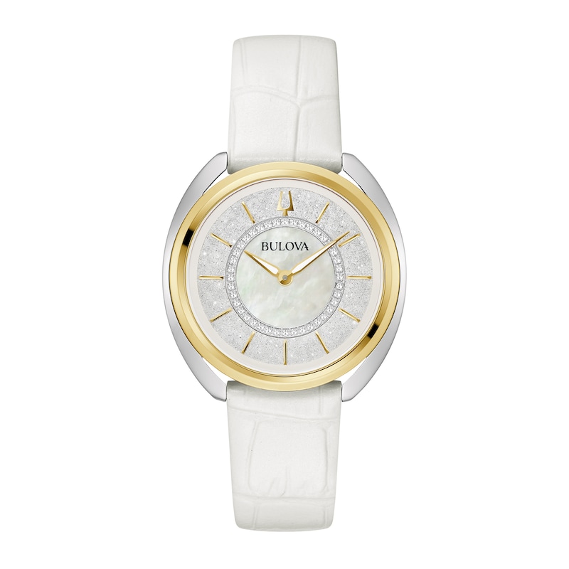 Main Image 4 of Ladies' Bulova Duality 1/10 CT. T.W. Diamond Two-Tone IP Watch with Mother-of-Pearl Dial (Model: 98X134)