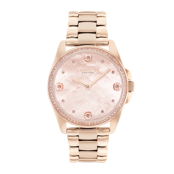 Ladies' Coach Greyson Crystal Accent Rose-Tone IP Watch With Mother-of-Pearl Dial (Model: 14504110)