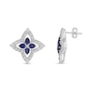 Thumbnail Image 2 of Pear-Shaped Blue and White Lab-Created Sapphire Open Petal Frame Quartet Floral Stud Earrings in Sterling Silver