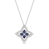 Thumbnail Image 1 of Pear-Shaped Blue and White Lab-Created Sapphire Open Petal Frame Quartet Floral Pendant in Sterling Silver