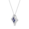 Thumbnail Image 2 of Pear-Shaped Blue and White Lab-Created Sapphire Open Petal Frame Quartet Floral Pendant in Sterling Silver