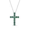 Thumbnail Image 1 of Lab-Created Emerald Cross Pendant in Sterling Silver