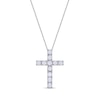 Thumbnail Image 1 of Lab-Created Opal Cross Pendant in Sterling Silver