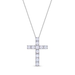 Lab-Created Opal Cross Pendant in Sterling Silver