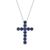 Thumbnail Image 1 of Blue Lab-Created Sapphire Cross Pendant in Sterling Silver