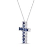 Thumbnail Image 2 of Blue Lab-Created Sapphire Cross Pendant in Sterling Silver