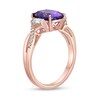 Thumbnail Image 2 of Cushion-Cut Amethyst and Baguette White Topaz Collar Twist Shank Ring in Sterling Silver with 18K Rose Gold Plate