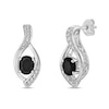 Thumbnail Image 0 of Oval Black Onyx and White Topaz Open Flame-Inspired Stud Earrings in Sterling Silver