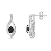 Thumbnail Image 1 of Oval Black Onyx and White Topaz Open Flame-Inspired Stud Earrings in Sterling Silver
