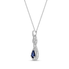 Thumbnail Image 2 of Pear-Shaped Blue Sapphire and 1/4 CT. T.W. Diamond Open Frame Teardrop Doorknocker Pendant in 10K White Gold