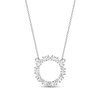 Thumbnail Image 1 of Oval White Lab-Created Sapphire Circle Necklace in Sterling Silver