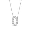 Thumbnail Image 2 of Oval White Lab-Created Sapphire Circle Necklace in Sterling Silver
