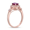 Thumbnail Image 2 of Oval Ruby and 1/10 CT. T.W. Diamond Duo Station Frame Collar Split Shank Ring in 10K Rose Gold