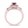 Thumbnail Image 3 of Oval Ruby and 1/10 CT. T.W. Diamond Duo Station Frame Collar Split Shank Ring in 10K Rose Gold