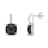 Thumbnail Image 2 of 10.0mm Checkerboard Cushion-Cut Black Onyx and White Topaz Drop Earrings in Sterling Silver