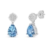 Thumbnail Image 1 of Pear-Shaped Swiss Blue and White Topaz Quatrefoil Teardrop Earrings in Sterling Silver