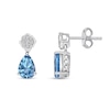 Thumbnail Image 2 of Pear-Shaped Swiss Blue and White Topaz Quatrefoil Teardrop Earrings in Sterling Silver