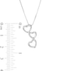 Thumbnail Image 3 of 1/6 CT. T.W. Diamond Linear Hearts Trio Pendant in Sterling Silver