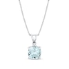 Thumbnail Image 1 of 7.0mm Cushion-Cut Aquamarine and Diamond Accent Pendant in 14K White Gold