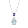 Thumbnail Image 1 of Pear-Shaped Aquamarine, Iolite and 1/6 CT. T.W. Diamond Frame Drop Pendant in 14K White Gold