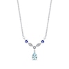 Thumbnail Image 1 of Pear-Shaped Aquamarine, Iolite and 1/20 CT. T.W. Diamond Vintage-Style Drop Necklace in 14K White Gold - 16&quot;