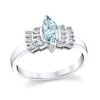 Thumbnail Image 1 of Marquise-Cut Aquamarine and 1/5 CT. T.W. Baguette Diamond Tiered Collar Ring in 14K White Gold