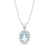 Thumbnail Image 1 of Oval Aquamarine and 1/5 CT. T.W. Diamond Sunburst Frame Pendant in 14K White Gold