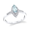 Thumbnail Image 1 of Marquise-Cut Aquamarine and 1/5 CT. T.W. Diamond Frame Ring in 14K White Gold