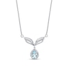 Thumbnail Image 1 of Pear-Shaped Aquamarine and 1/3 CT. T.W. Diamond Whale Fin Necklace in 14K White Gold - 16&quot;