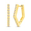 Thumbnail Image 1 of 1/4 CT. T.W. Diamond Squared Hoop Earrings in Sterling Silver with 14K Gold Plate