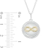 Thumbnail Image 3 of 1/10 CT. T.W. Diamond Sideways Infinity Bead Frame Circle Pendant in Sterling Silver and 10K Gold