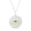 Thumbnail Image 1 of 1/4 CT. T.W. Diamond and Blue Lab-Created Sapphire Evil Eye Circle Pendant in Sterling Silver and 10K Gold