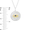 Thumbnail Image 3 of 1/4 CT. T.W. Diamond and Blue Lab-Created Sapphire Evil Eye Circle Pendant in Sterling Silver and 10K Gold