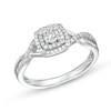 Thumbnail Image 1 of 1/5 CT. T.W. Diamond Cushion Double Frame Twist Shank Ring in Sterling Silver