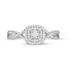 Thumbnail Image 4 of 1/5 CT. T.W. Diamond Cushion Double Frame Twist Shank Ring in Sterling Silver