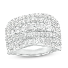 2 CT. T.W. Certified Lab-Created Diamond Multi-Row Crossover Band in 14K White Gold (F/SI2)