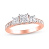 Thumbnail Image 1 of 1-1/5 CT. T.W. Princess-Cut Diamond Three Stone Vintage-Style Engagement Ring in 14K Rose Gold (I/I2)