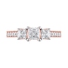 Thumbnail Image 3 of 1-1/5 CT. T.W. Princess-Cut Diamond Three Stone Vintage-Style Engagement Ring in 14K Rose Gold (I/I2)