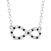 Thumbnail Image 0 of 1/20 CT. T.W. Black Diamond and Beaded Sideways Infinity Necklace in Sterling Silver