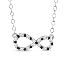 1/20 CT. T.W. Black Diamond and Beaded Sideways Infinity Necklace in Sterling Silver