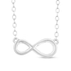 Thumbnail Image 1 of 1/20 CT. T.W. Black Diamond and Beaded Sideways Infinity Necklace in Sterling Silver