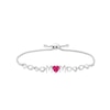 Thumbnail Image 1 of Heart-Shaped Lab-Created Ruby and White Lab-Created Sapphire &quot;MOM&quot; Infinity Link Bolo Bracelet in Sterling Silver - 9.5&quot;