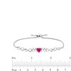 Thumbnail Image 3 of Heart-Shaped Lab-Created Ruby and White Lab-Created Sapphire &quot;MOM&quot; Infinity Link Bolo Bracelet in Sterling Silver - 9.5&quot;